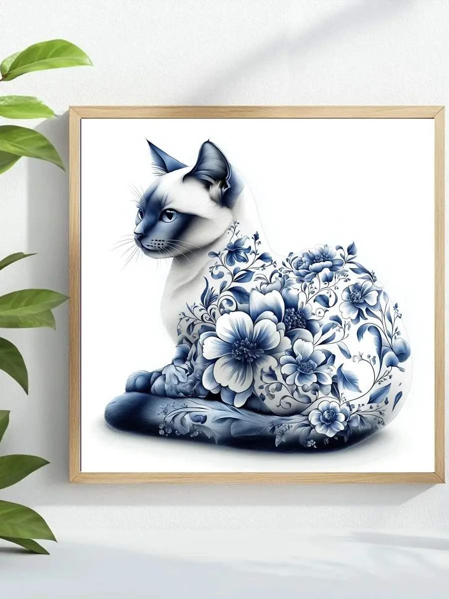 1 Stück 40x40 cm/15,74 Zoll Katzen-Kreuzstich-Set DIY-Kit 11CT/14CT Öko-Baumwollfaden Wanddekoration Hängendes Gemälde – Detail 1