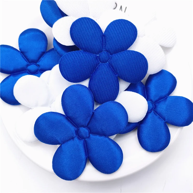 20Pcs 6.5CM Satin Fabric Flower Applique For DIY Baby Hair Clip Hat Headwear Crafts Patches Decor Ornament Clothing Accessories