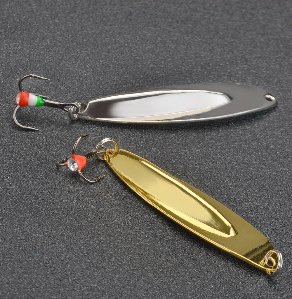 FTK Eisfischen-Köder Löffelköder 8g 55mm 1 Stück Gold/Silber Aluminium Angelköder Spinner-Köder Dreifachhaken 10 # Harte Köder – Detail 8