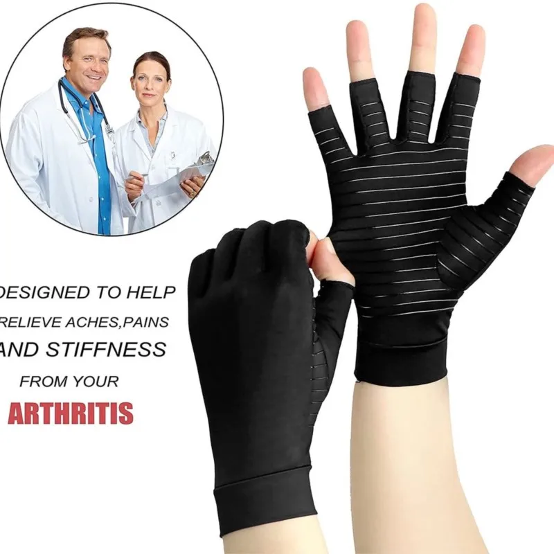 Fahrrad druck Halb finger handschuhe für männliche Gelenk training Luft Kupfer Kompression Arthritis Handschuhe