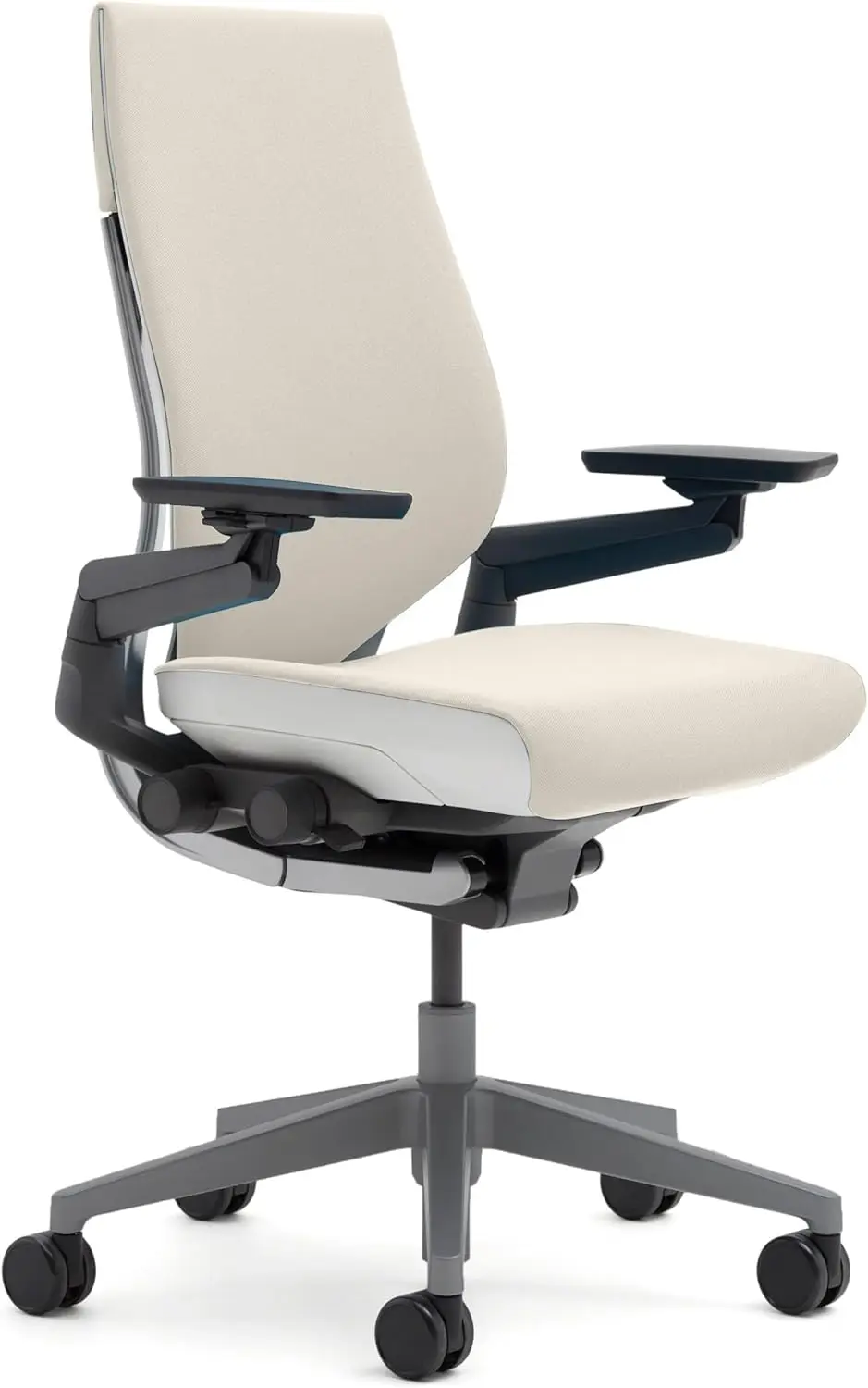 Ergonomic Work Chair with Wheels for Carpet - Comfortable Office Chair - Intuitive-to-Adjust Chairs for Desk - 360-Degree Arms