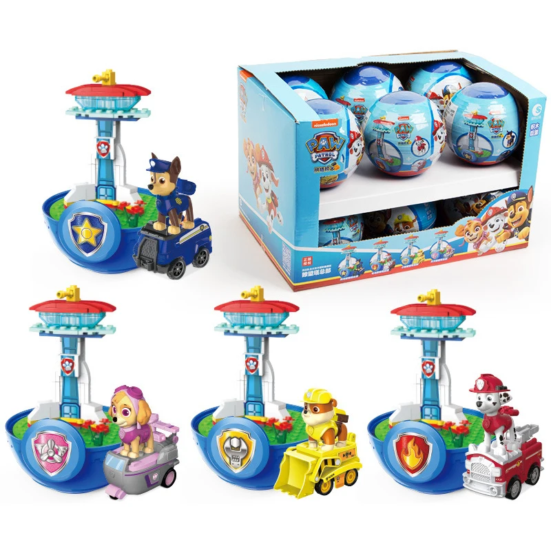 Paw Patrol Gifts Big Twisted Egg Skye Watchtower Return Car Paw Patrol Anim Character Marshall Rubble Chase Kids Educational Toy