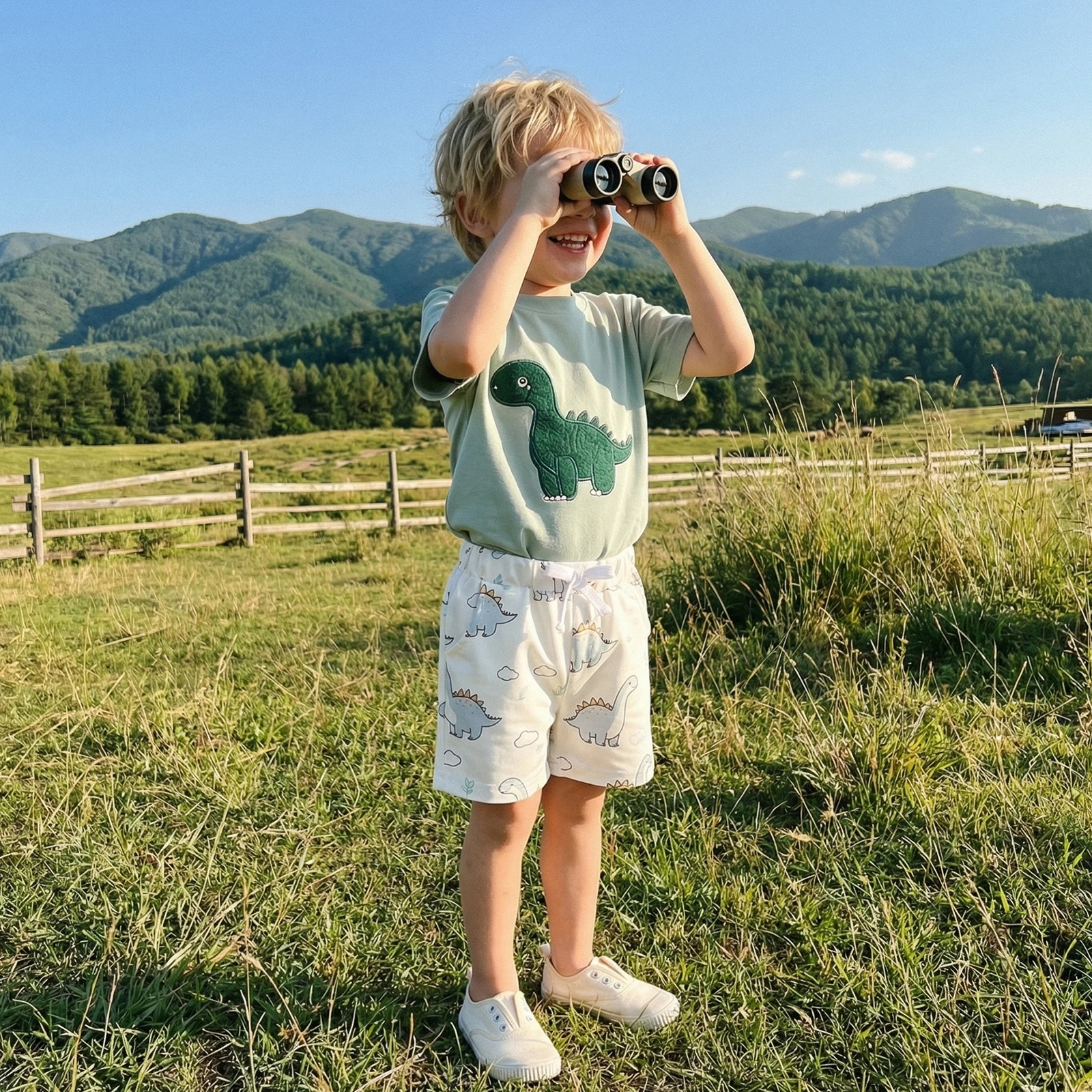 2Pcs Baby Boy Summer Outfits Short Sleeve Dinosaur Embroidery T-Shirt Shorts Set Toddler Boys Cute Clothes Set 1-4Y