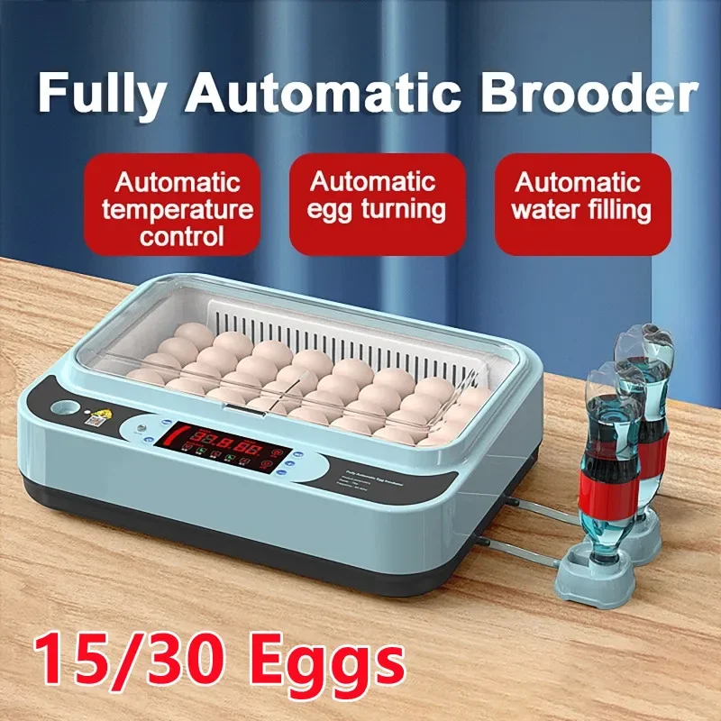 

15/30 Eggs Fully Automatic Intelligent Double Electric Incubator12V Dual Power Supply Mini Household Chicken, Duck, Goose