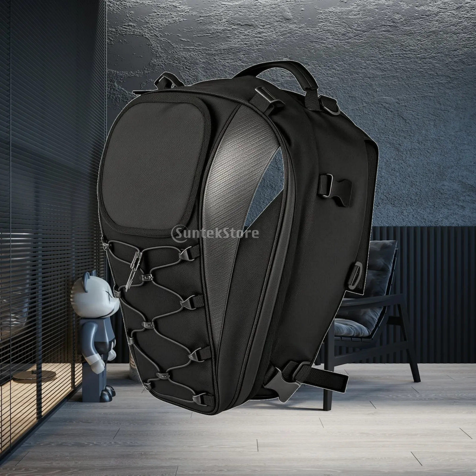 Motorcycle Backpack Expandable Motorcycle Luggage Bag Luggage Storage Backpack Adjustable for Motorcyclists, Road Trips