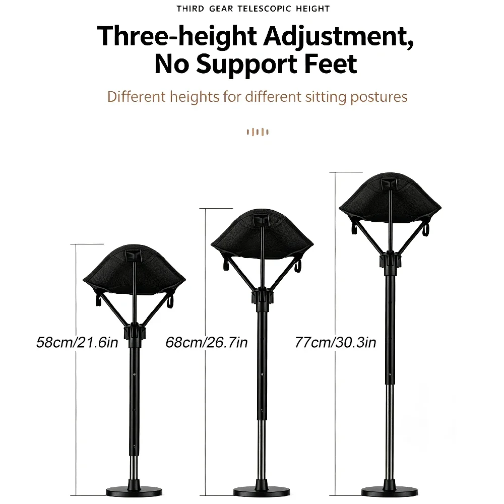 1PCS One Leg Telescopic Maza Stool - Portable Triangle Beach & Fishing Chair, Perfect for Outdoor Travel, Queuing & Camping
