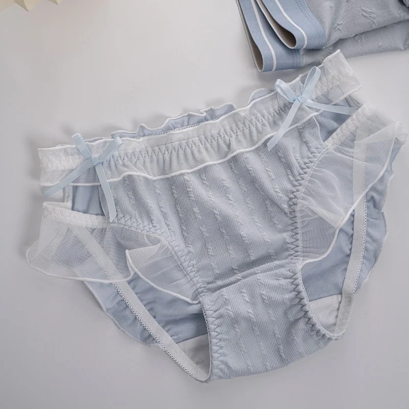 Sexy Male Female Pure Cotton Couple Set  Couple Pure Desire Panties Blue Love Lolita Underwear One Men And One Women
