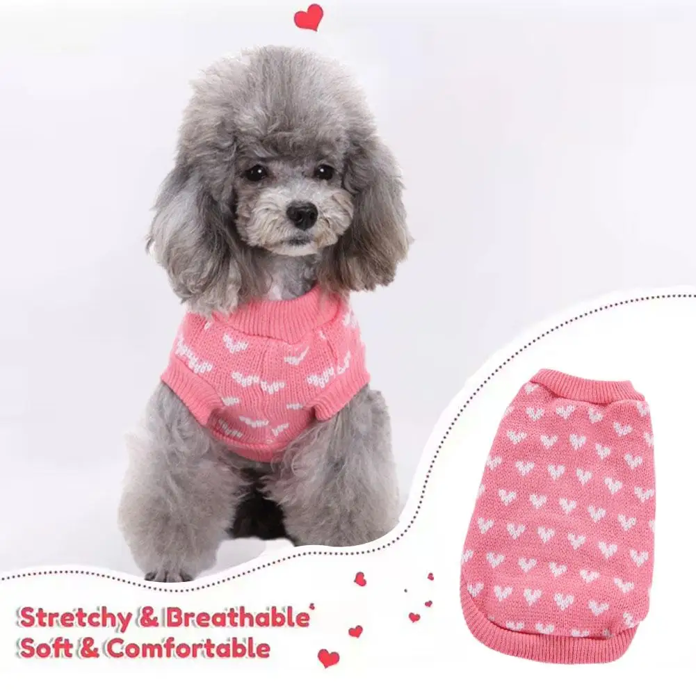 

Winter Warm Pet Sweater with Heart Pattern for Small and Medium Dogs and Cats Cute and Cozy Pet Clothes for Autumn/Winter P6I8