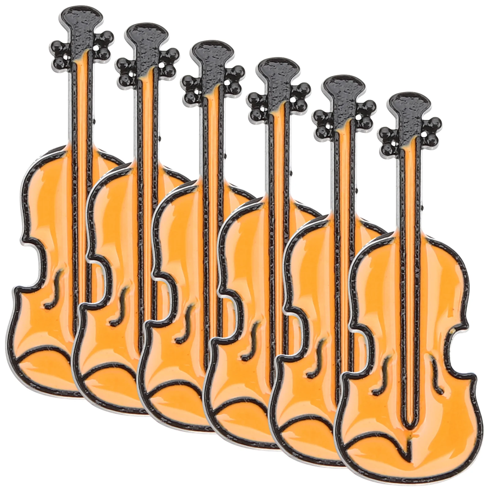 

6 Pcs Violin Brooch Metal Women Clothes Lapel Pin for Dresses Bags Hat Clothing Scarves Sturdy Instrument Brooch Gifts