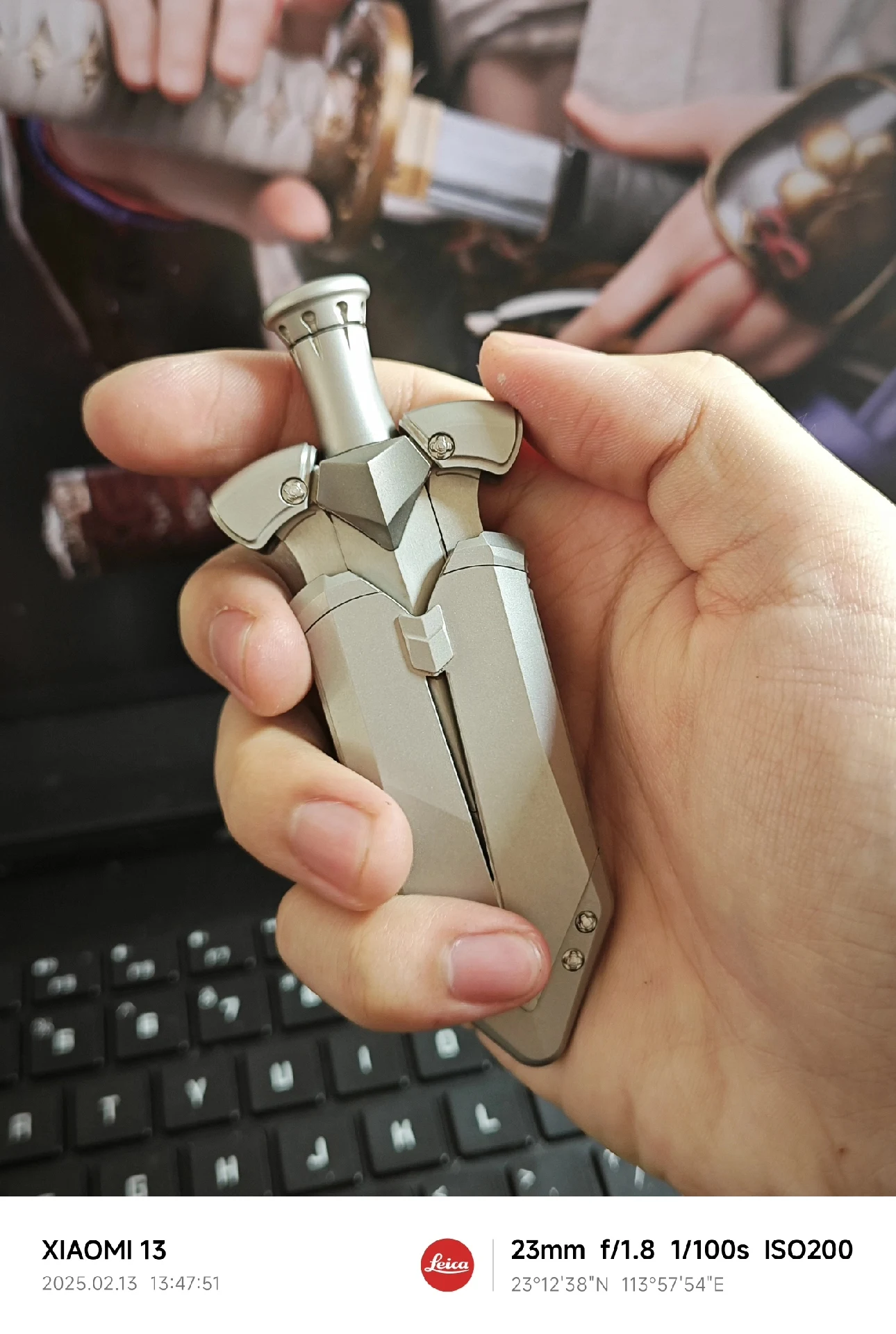 Used EDC Stainless Steel Sandblasted Lake Lightsaber Mechanical Paragraph Push Card Edc Decompression Toy