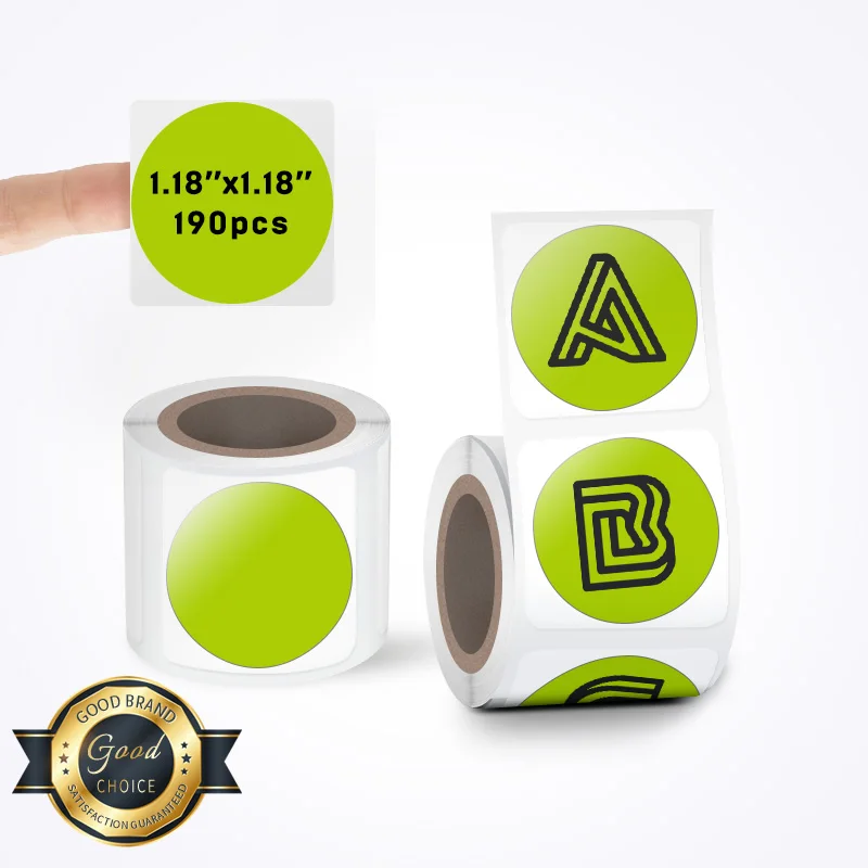 

SINMARK Green Circle Thermal Sticker Labels Self-Adhesive Round Direct Thermal Multi-Purpose Roll Thermal Stickers