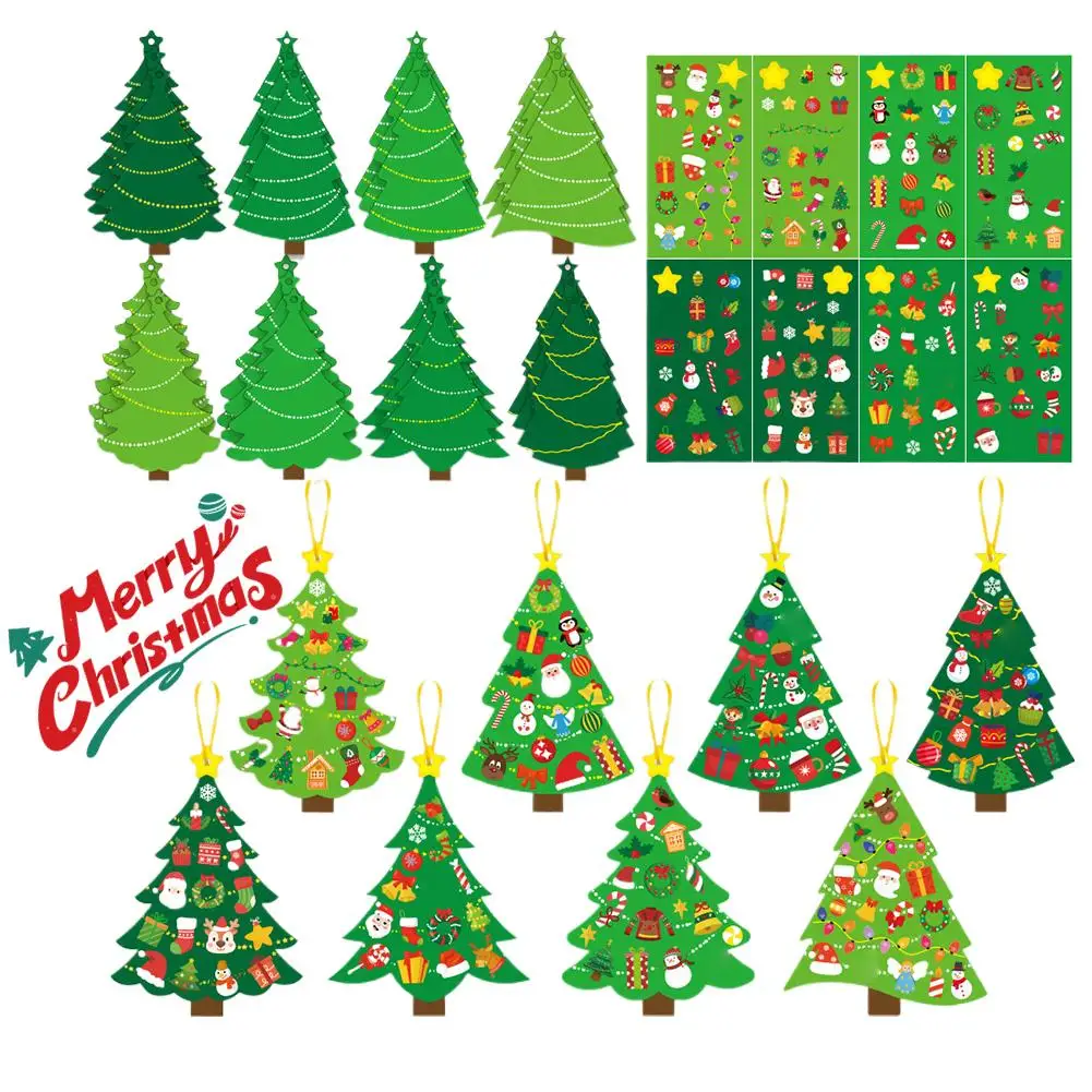 2025 New Cartoon Christmas Tree Theme Card Sticker Holiday DIY Handmade Card Sticker Christmas Tree Decoration Gift