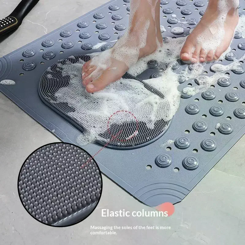 

Light Blue Non-Slip PVC Bath Mat - Rectangular Massage Nubs Shower And Bathroom Safety Rug - 0.8cm 38*69cm Thick, Dot Pattern
