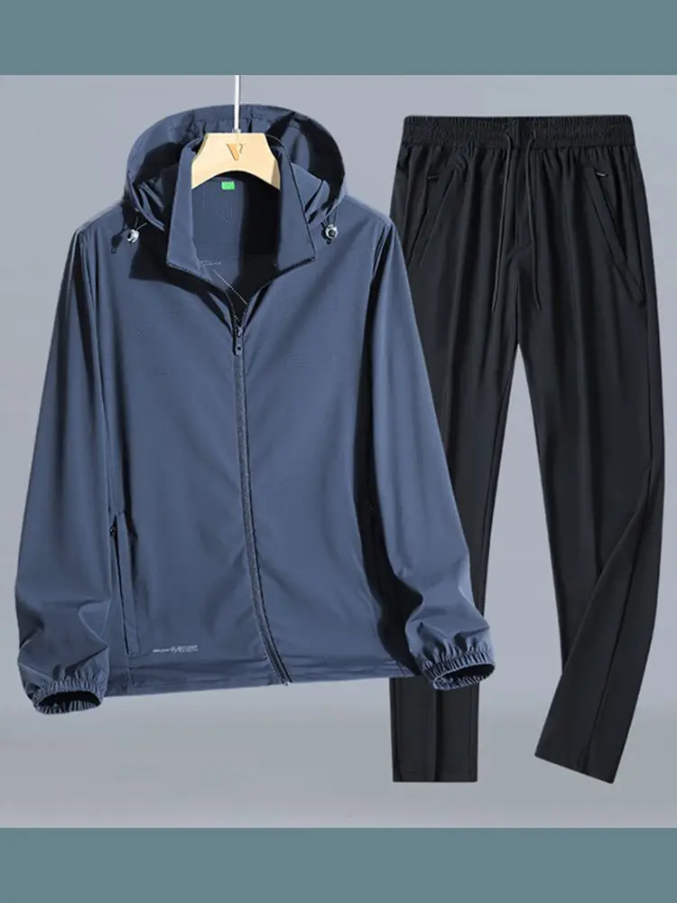 

Легкий летний комплект спортивной одежды для мужчин Long Sve, повседневная одежда для бега на открытом воздухе Qui Dry Ice Silk, солнцезащитная одежда Jaet