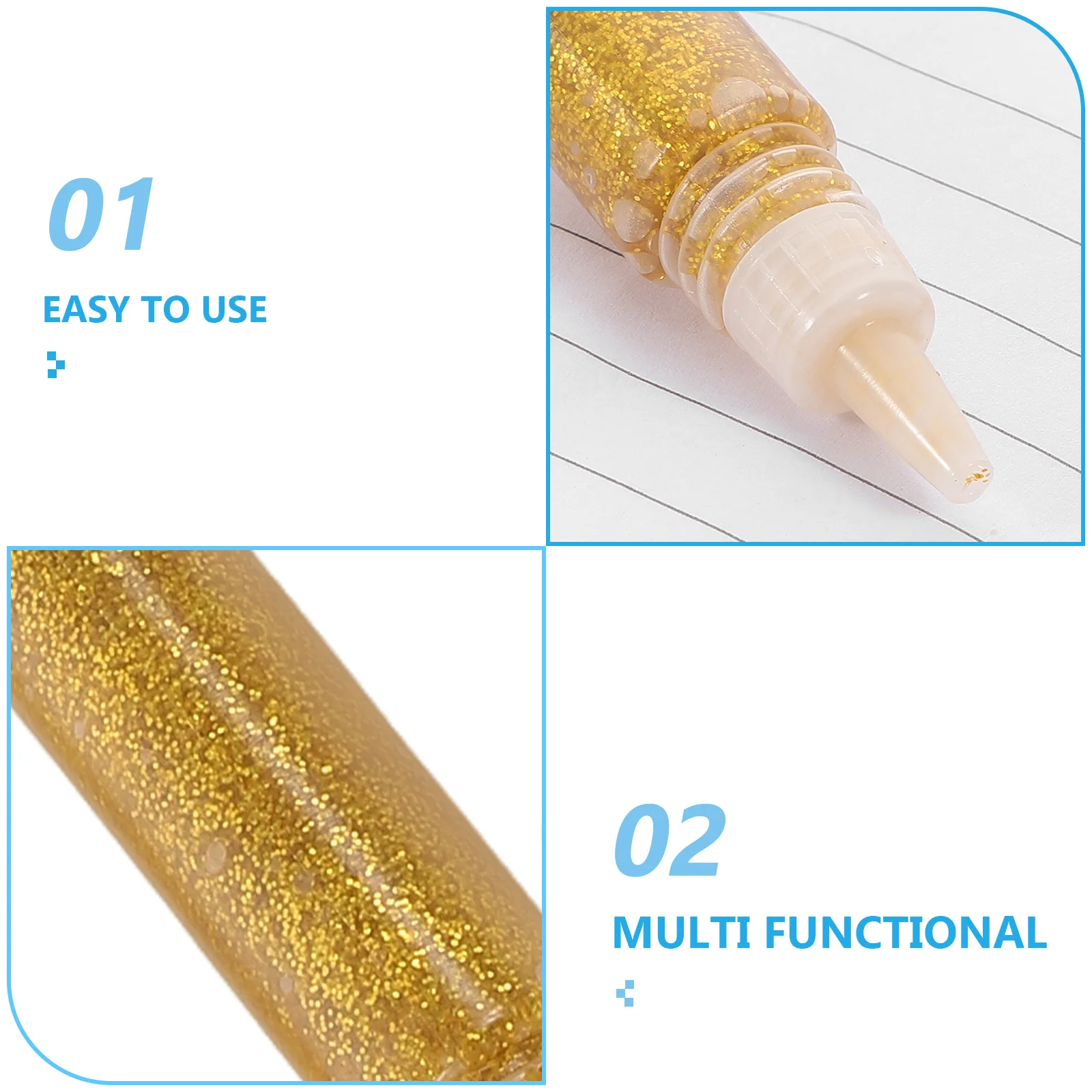 50pcs Gold Glitter Glue Pens Shiny Sparkle Effect Smooth Flow For Art Crafts Coloring Diy Projects Fine Tip Multipurpose