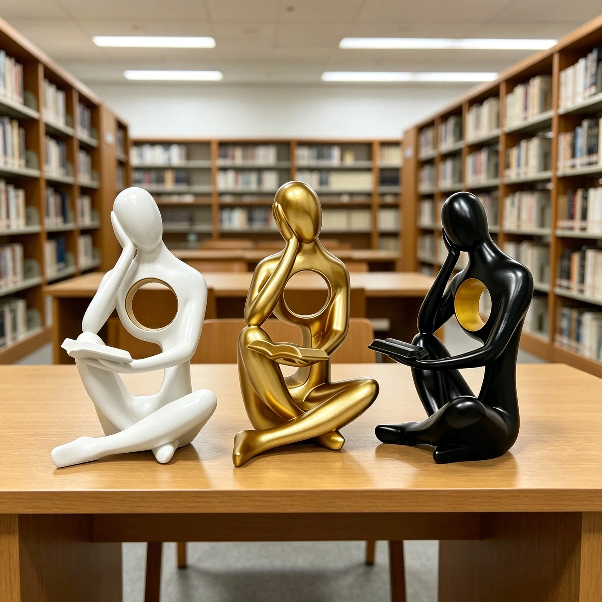 Hollow-Out Abstract Human Figure Resin Ornament for Readers, Suitable for Living Room Tv Cabinets, Study Desks, Company Reception Desks, and Model Room Shelves. It Symbolizes Tranquility and Reflection, Enhancing the A