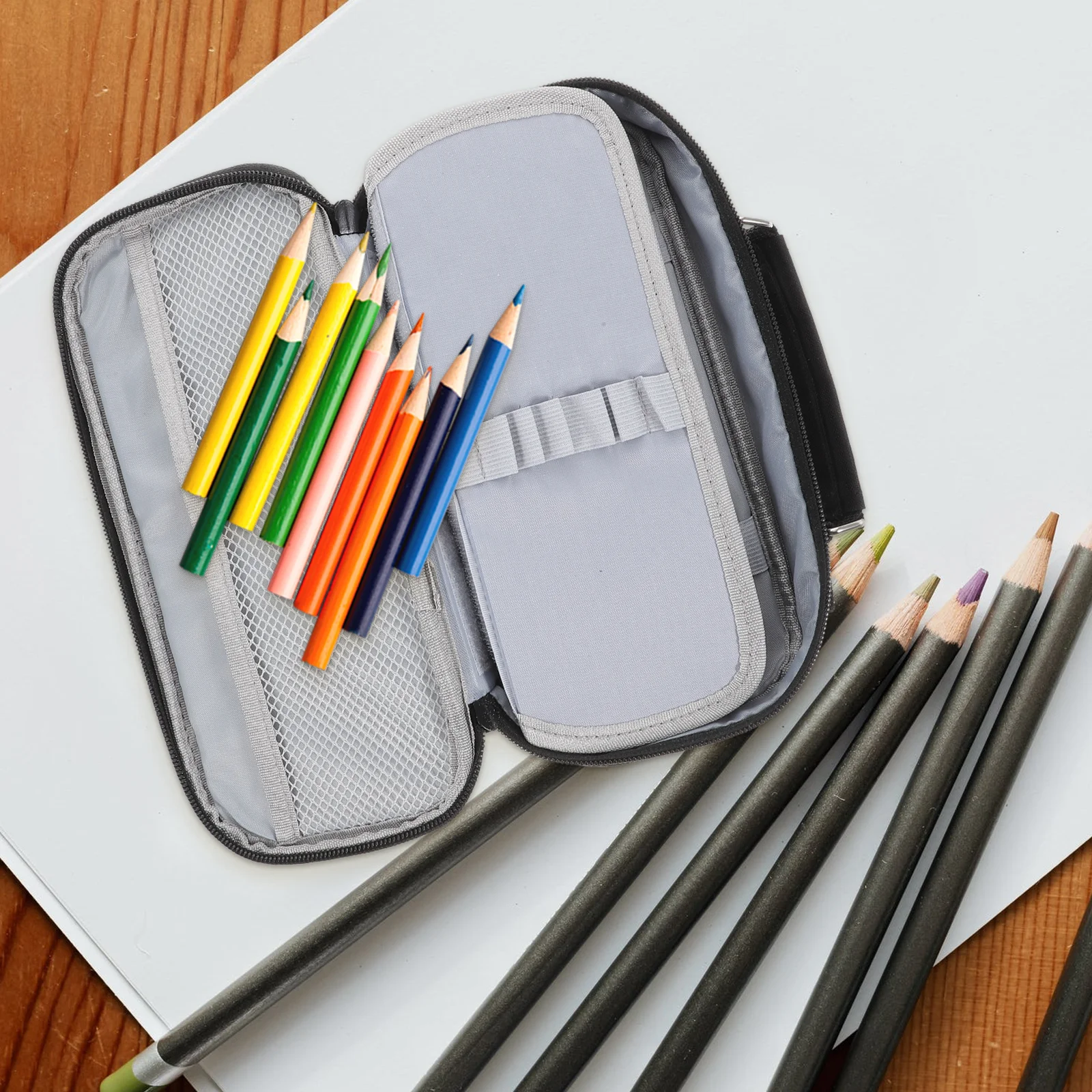 Large Capacity Pencil Bag Portable Stationery Organizer For Students Kids Canvas Zipper Pen Pouch Multi-Function Household