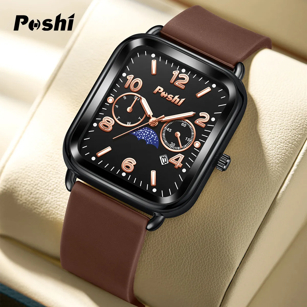 POSHI Fashion Watch for Women Luxury Quartz Watches Silicone Strap Wristwatch with Date Casual Special Gift