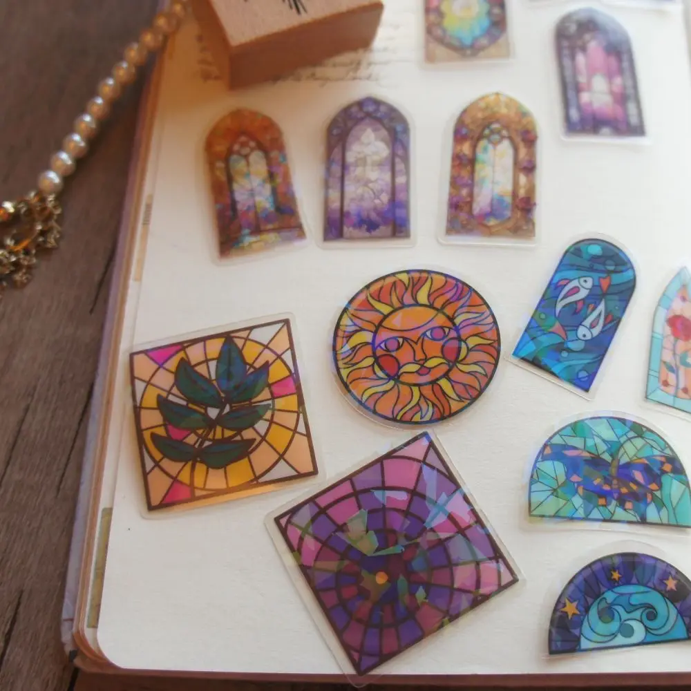 44pcs Church Stained-glass Windows Style Sticker Scrapbooking DIY Gift Packing Label Decoration Tag