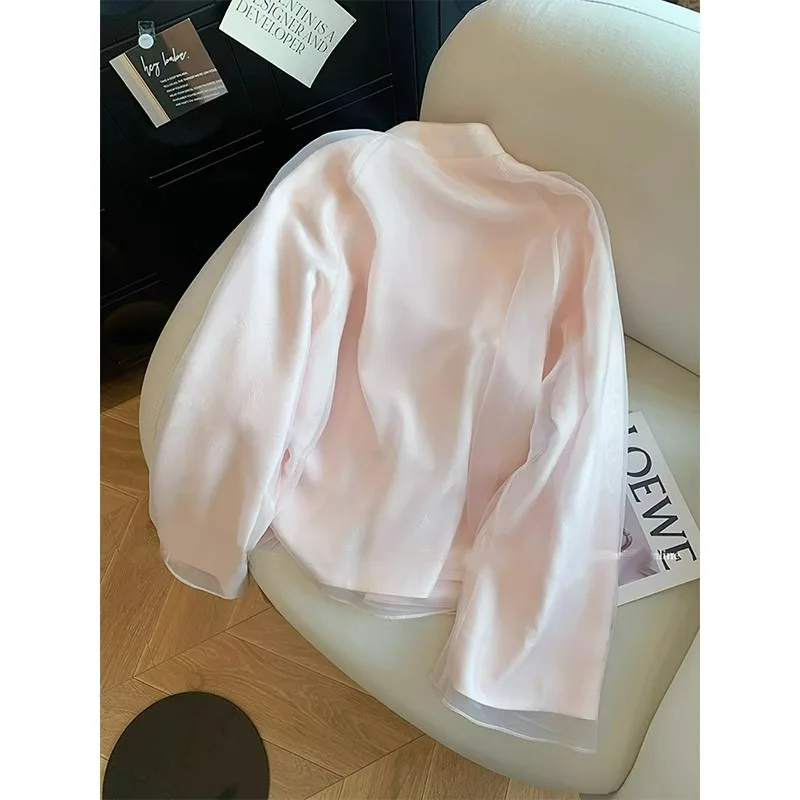 Chinesischen Stil frauen Blusen Stickerei Vintage Tops Mode Lose Sommer Kleidung Lange Ärmeln Chiffon frauen Shirts