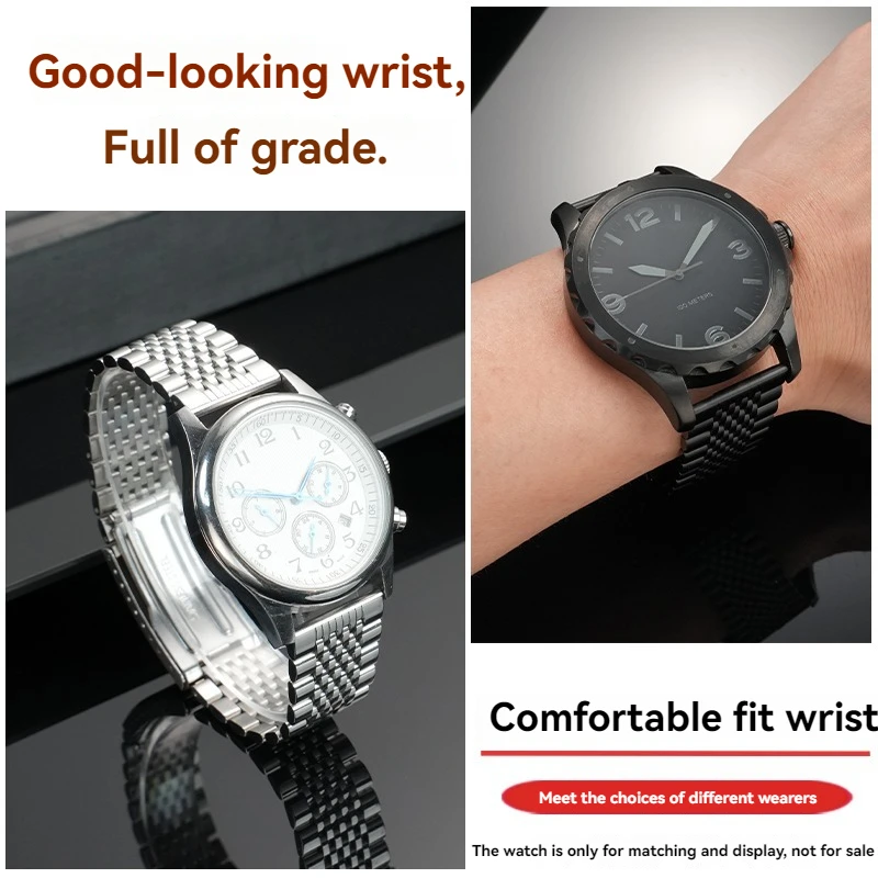 

Ремешок для часов из нержавеющей стали 20 мм 22 мм с изогнутыми и плоскими концами для Seiko, Rolex, Longines, цельнометаллический, полированный, матовый, деловой браслет