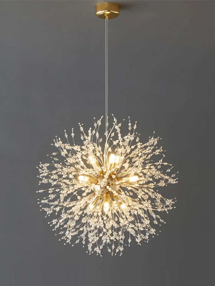 Modern Nordic Light Luxury Dandelion Crystal Bead Pendant Light Fireball Ball Living Room Dining Room Bedroom Lighting Fixtures