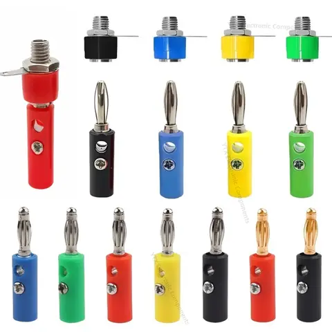 5pcs 4mm Banana Plug Lantern Plug Gold Plated Male Female Audio Connector Adapter Banana Jack Panel Mount Color Socket Terminal