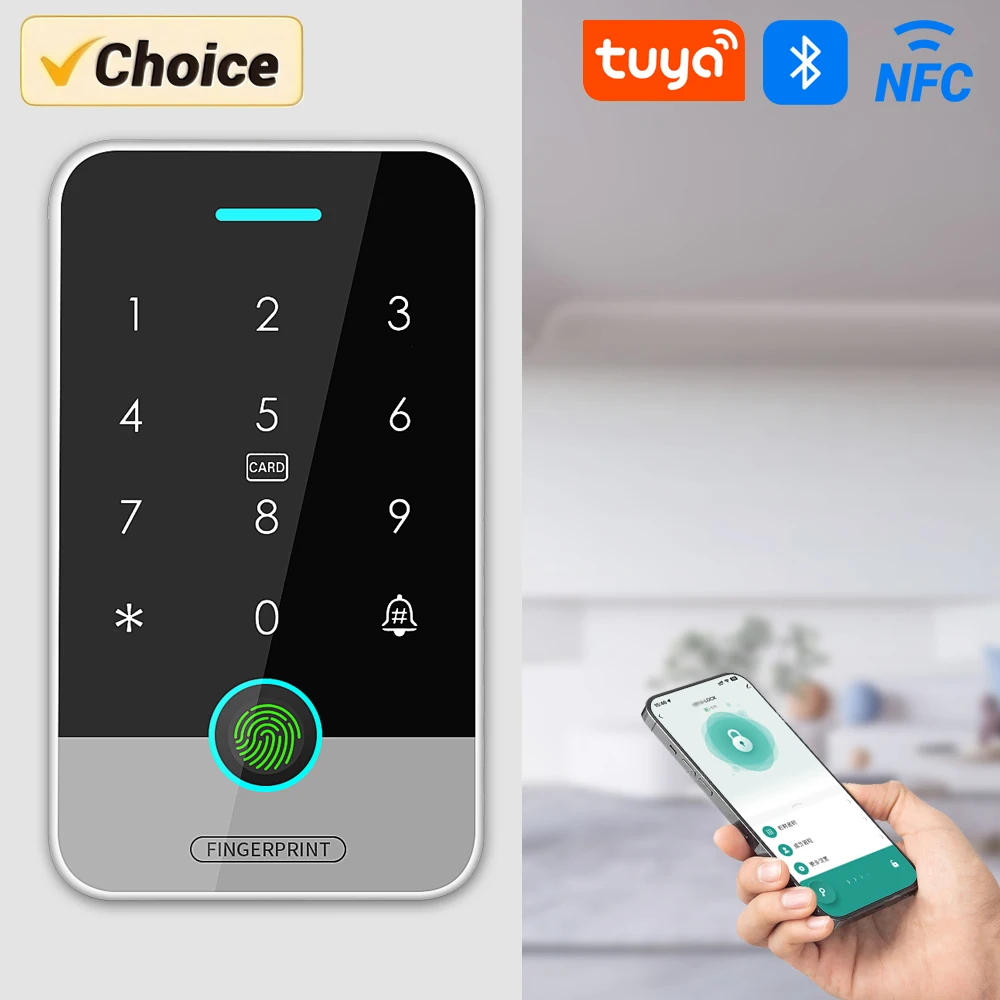 NFC Bluetooth Tuya APP Access Control Keypad Waterproof RFID Keyboard EM & MF Biometric Fingerprint Touch Backlight Door Opener