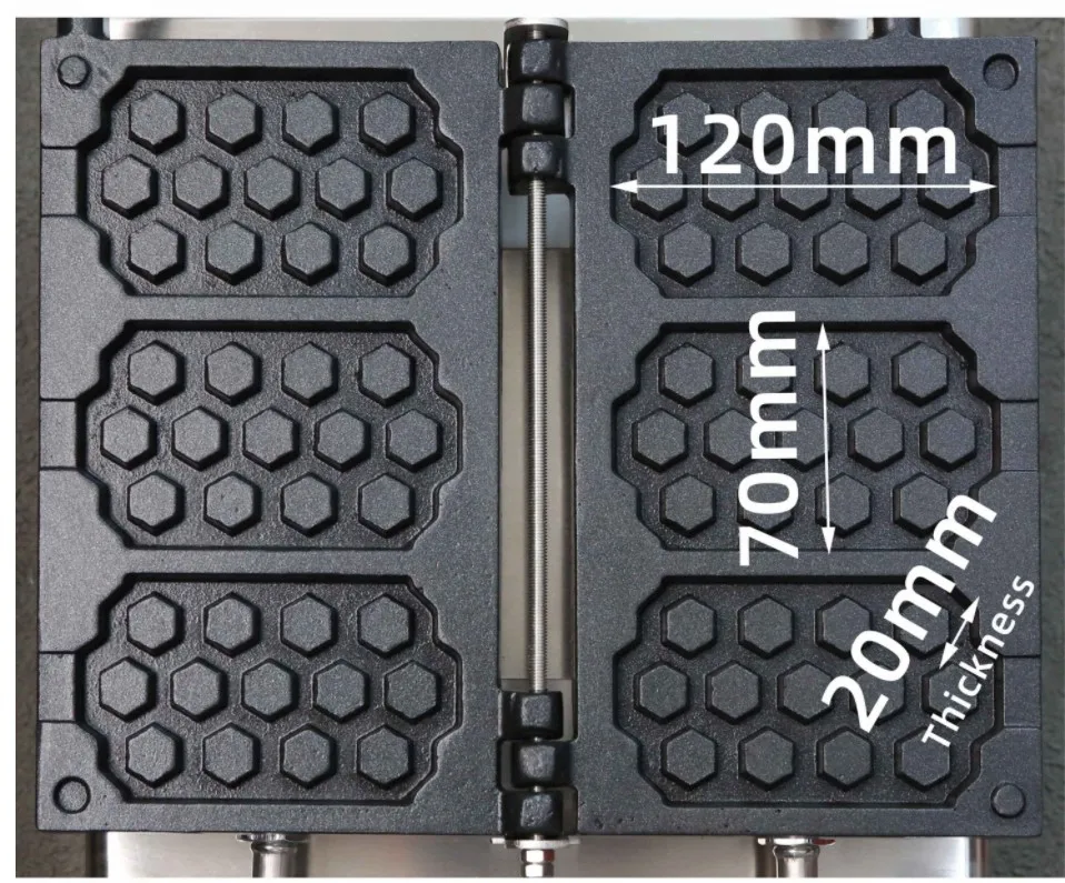 เครื่องทำวาฟเฟิลแบบรังผึ้งไฟฟ้า3ชิ้นใช้ในเชิงพาณิชย์เครื่องทำวาฟเฟิลแบบแท่ง220V 110V กระทะเหล็ก