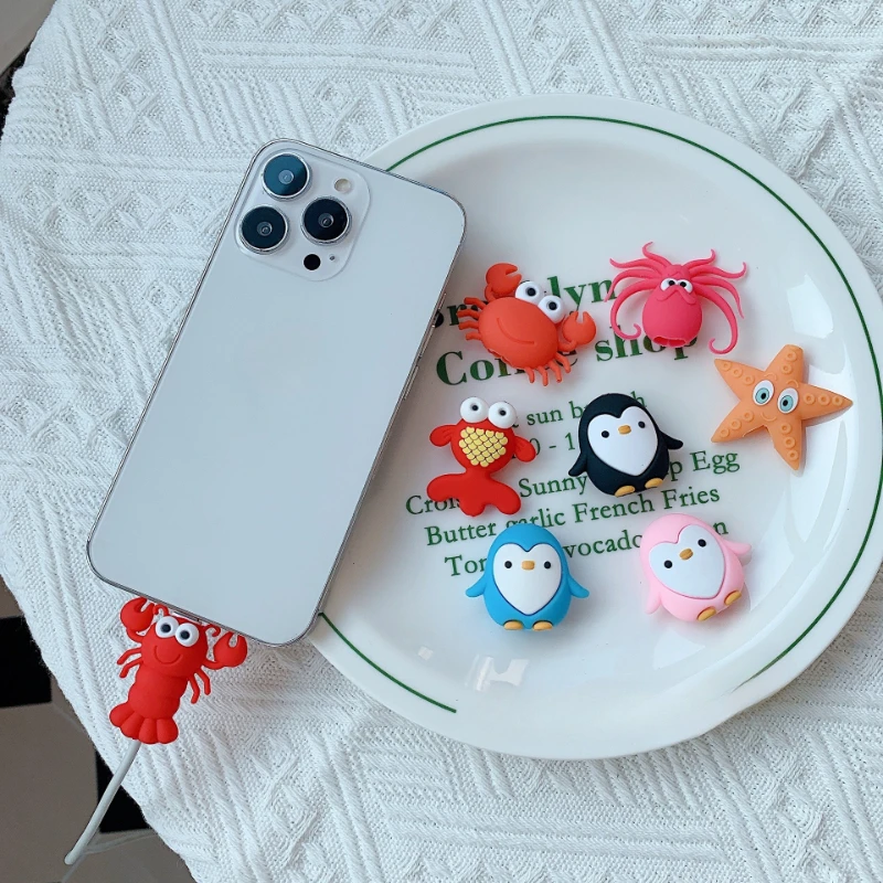 1pc Cute Cartoon Cable Protector Wire Organizer Winder Saver For USB Charging Cable Data Line Earphones Cord Protector Cover
