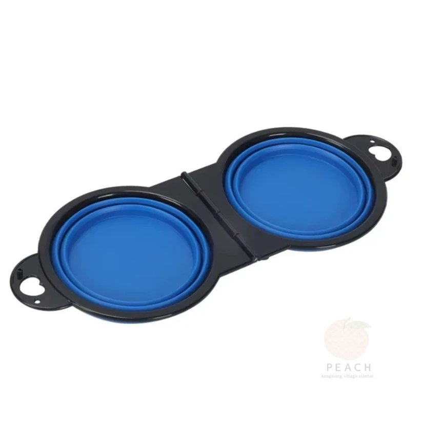 وعاء تغذية مزدوج قابل للطي 2 في 1 قطعة واحدة، وعاء شرب محمول للسفر في الهواء الطلق للكلاب والقطط، مستلزمات الحيوانات الأليفة #4