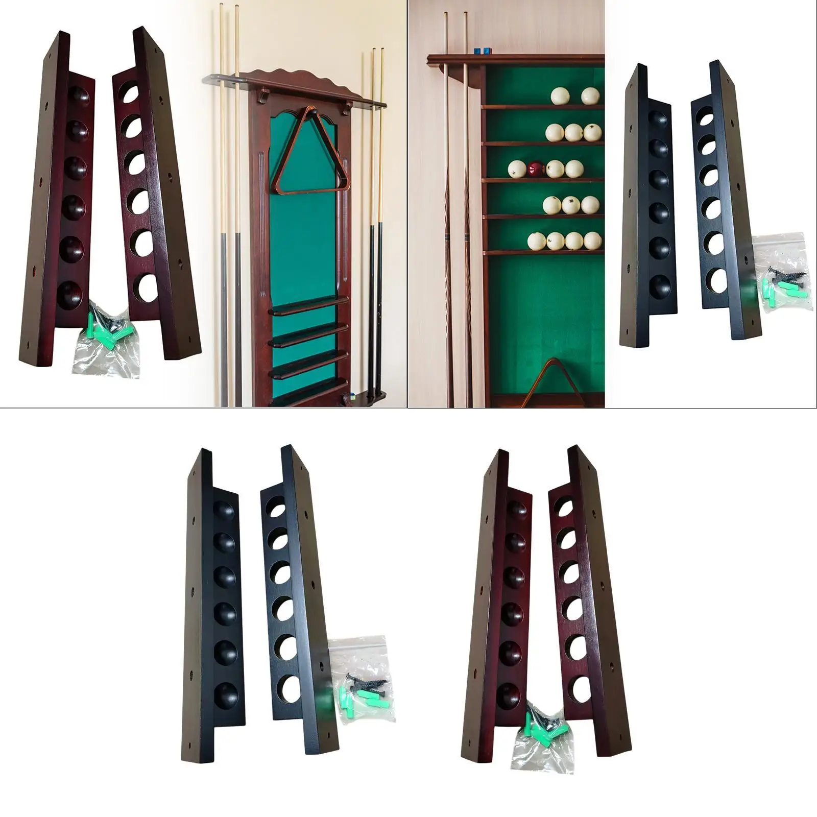 Billiard Cue Rack Wood for 6 Pool Cue for Club Family Recreation Room Sports