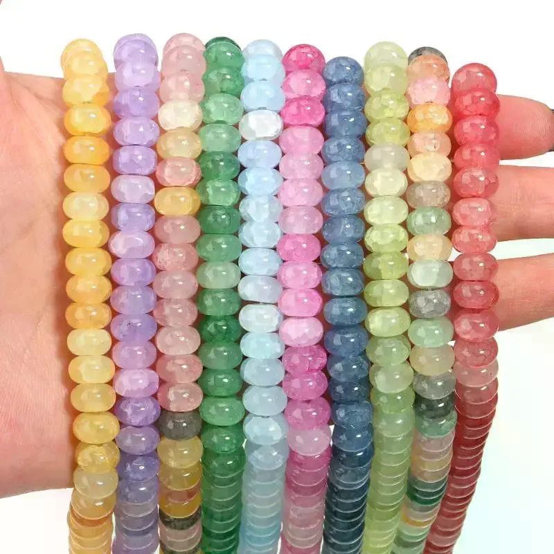 Glass Beads Colorful Abacus: 1 String 5x8mm Flat Round Loose Jewelry Making DIY Crafts
