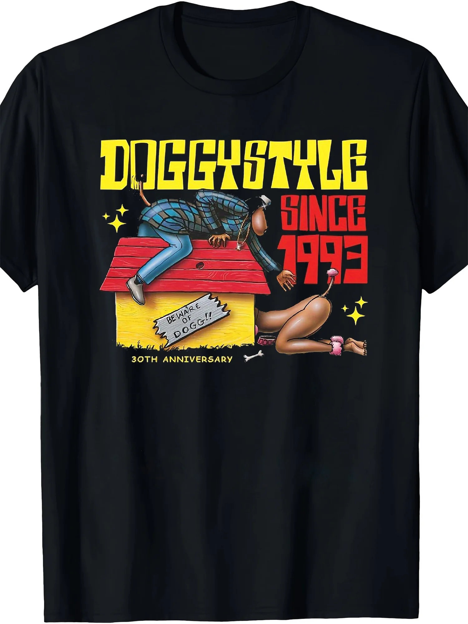 

Dog-Style Retro Pattern Men's T-Shirt since 1993 - 100% Cotton, Casual Crew Neck, Short Sleeves, Machine Washable, Bold Yellow~Red Print~ Suitable for Casual Wear