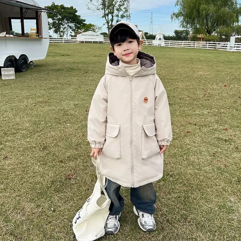 Winter New Girls Jacket Long Style Double Sided Wearing Thick Warm Hooded Windbreaker For Teen Boys Cotton Down Parke 2-12 Years