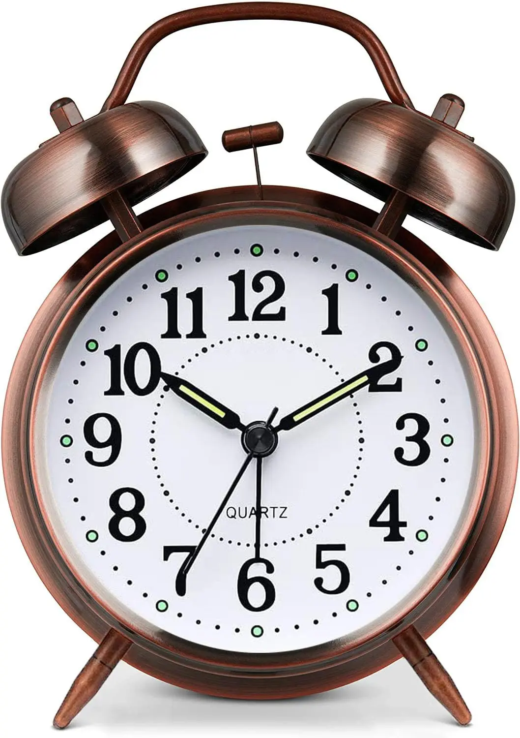 Loud Alarm Clock for Heavy Sleepers Adults, Metal 4 Inches Twin Bell Battery Operated Alarm Clocks for Bedrooms, Customized