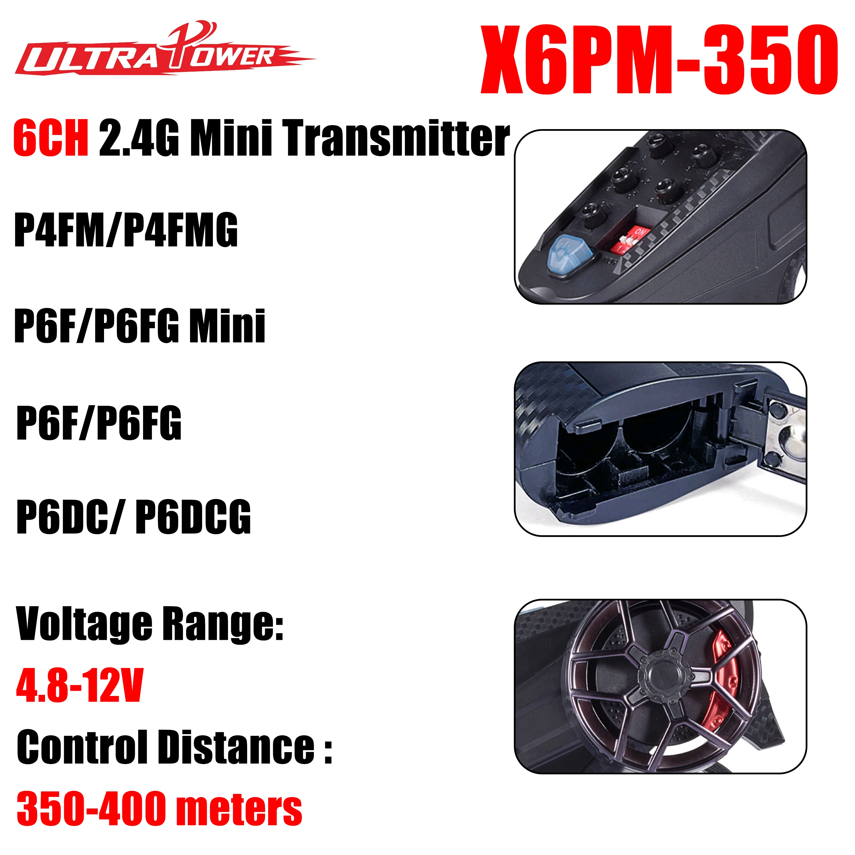 DUMBORC X6PM-350 6-kanałowy Mini Nadajnik 2.4G 4.8-12V z Odbiornikiem Żyroskopowym P4FMG/P6FG/P6DCG System Radiowy do Modeli Samochodów RC, Łodzi, Czołgów