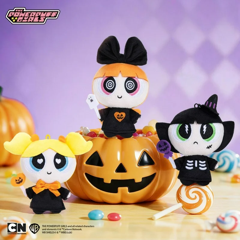 The Powerpuff Girls Halloween Plush Keychain Ghost Pumpkin Skull Stuffed Doll Bag Charm Backpack Pendant Key Ring Holiday Gift