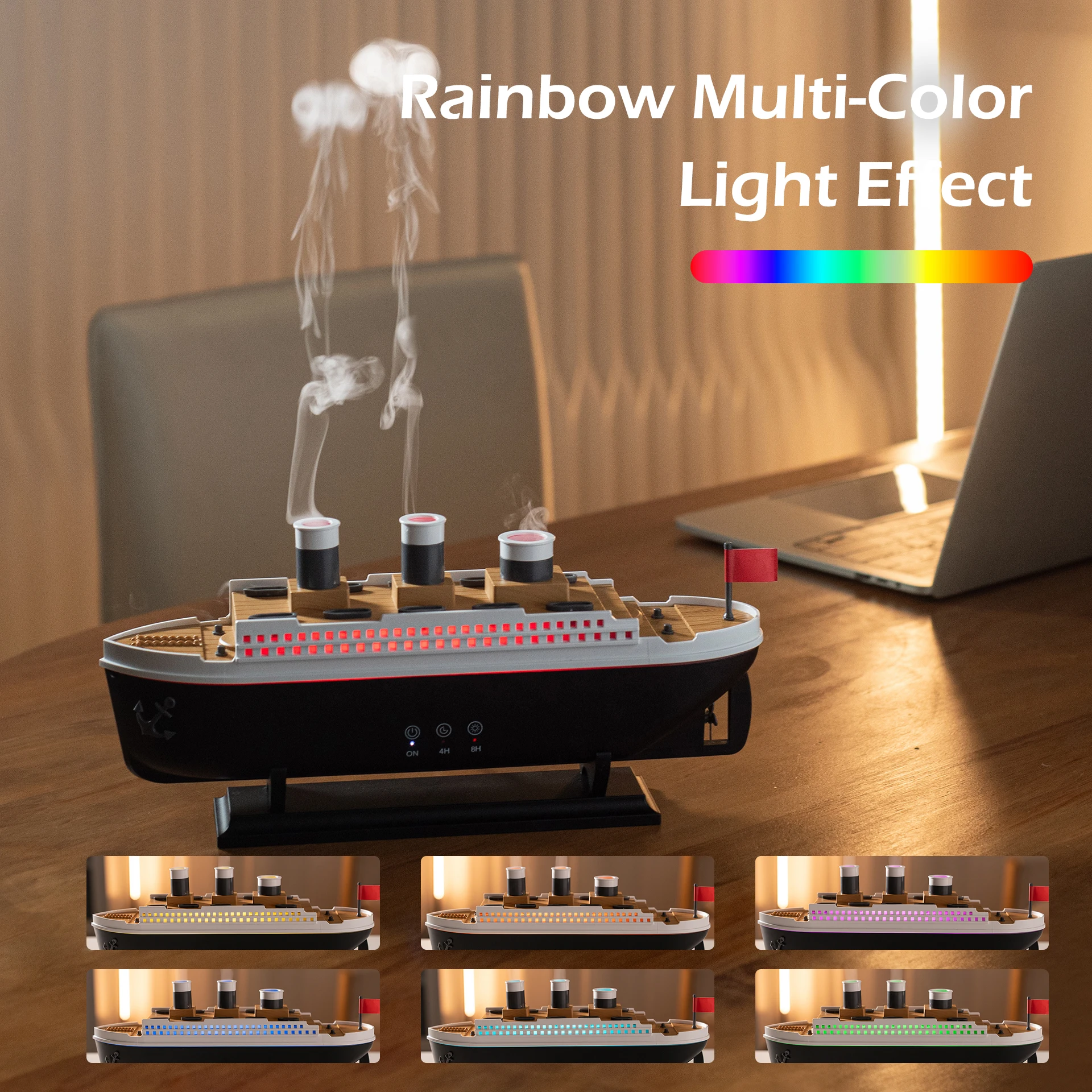 Titanic Ship Model Air Humidifier Home 250ml Remote Control Essential Oil Jellyfish Smoke Ring Spray Aroma Diffuser Humidifiers - view 3