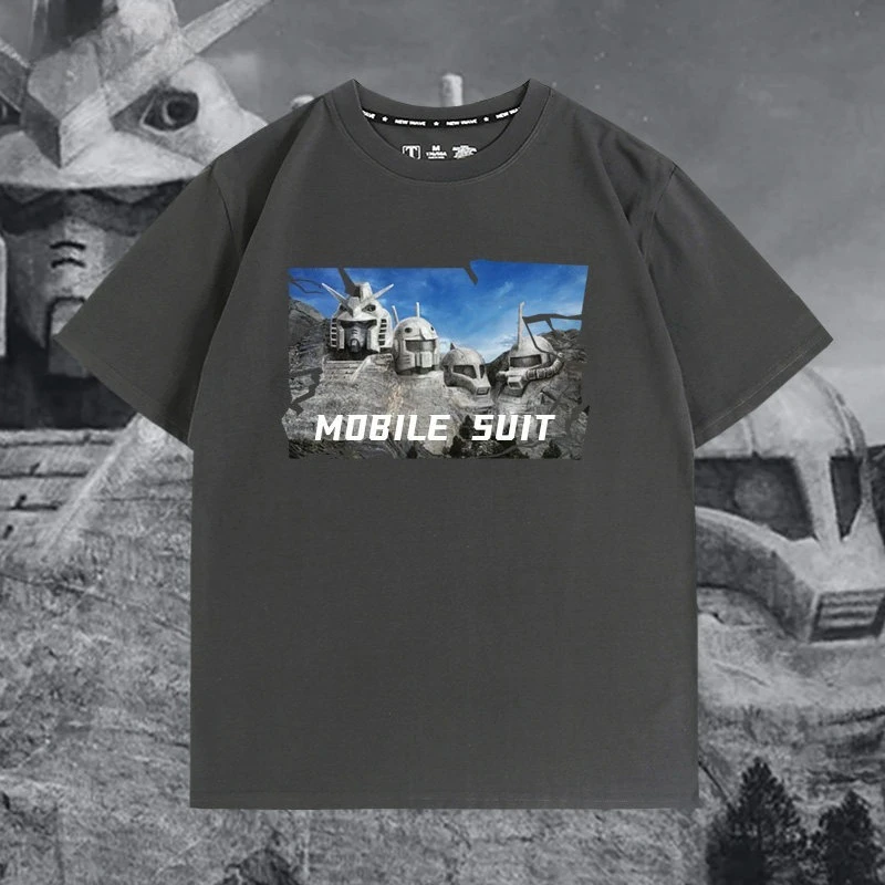 Mobile Suit Gundam Statue Retro Anime Printed T-shirt Men's and Women's T-shirt Men's Top Sports T-shirt 2026 Summer New Tee