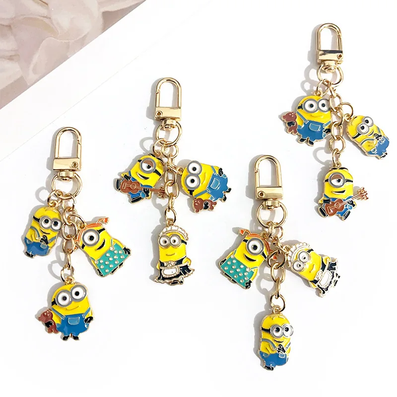 Minions Keychain Earphone Case Pendant Keyring U Disk Charm Car Key Accessories Couples Pendants, Decorations Gift for Friends