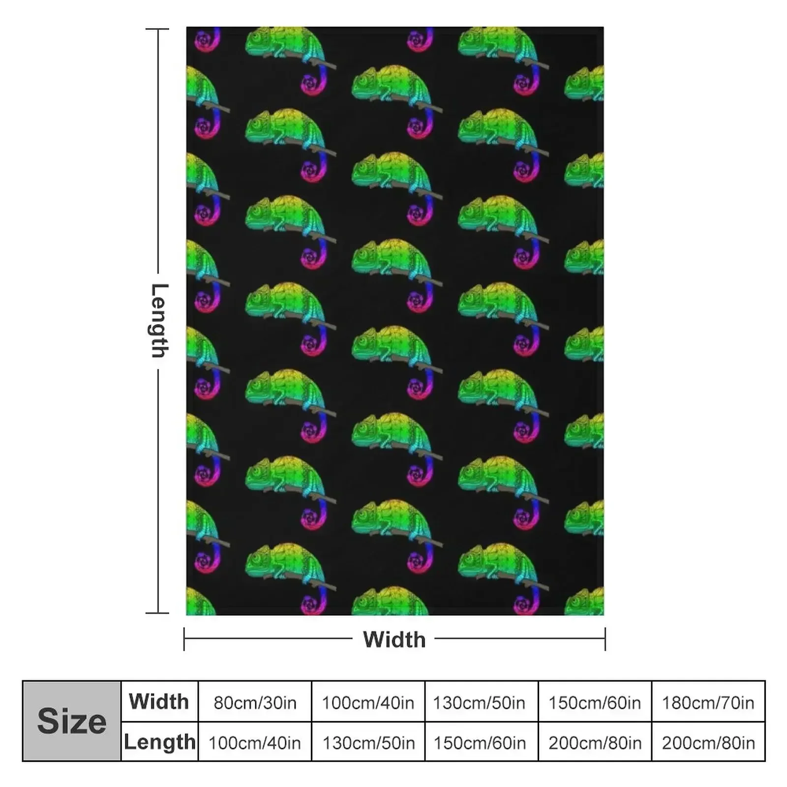 Rainbow Chameleon Throw Blanket couch cozy soft plush fuzzy picnic outdoor blanket