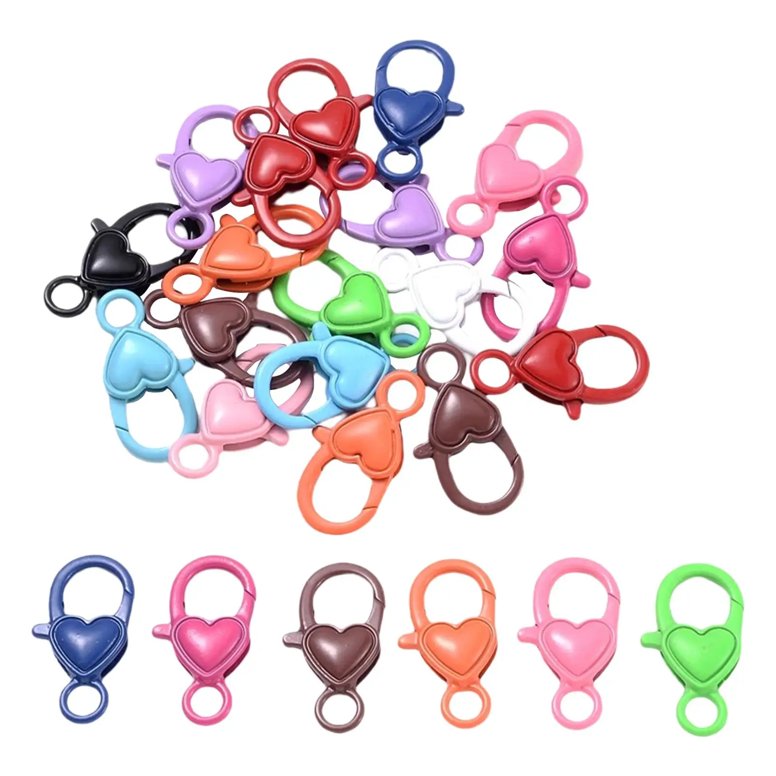 100x Lobster Claw Clasp Buckle Hook Heart Shape Accessories Spring Snap Hard for Keychain Charms Toy Crafts Purse