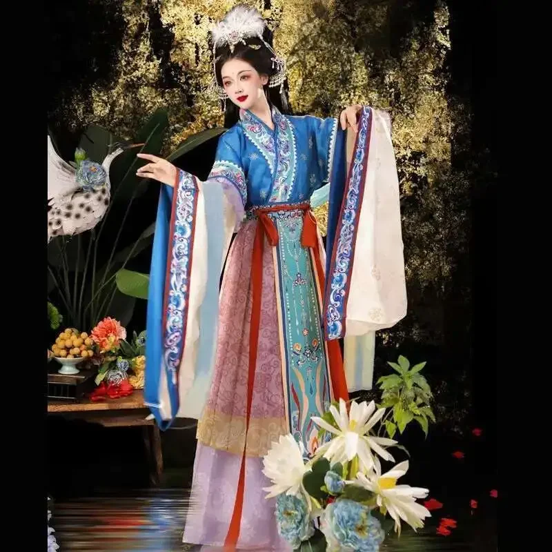 

2025 NEW Manxi Silk Hanfu Wei and Jin Dynasty Traditional Restoration Style Goddess Fairy Dress Performance costume