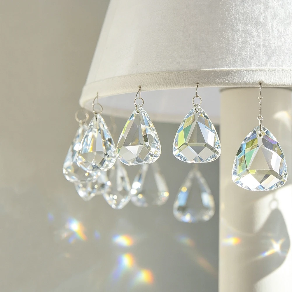 5pcs K9 Brilliant Faceted Cut Suncatcher Prism Crystal Hanging Triangle Shinning Rainbow Maker Chandelier Lamp Parts Replacement