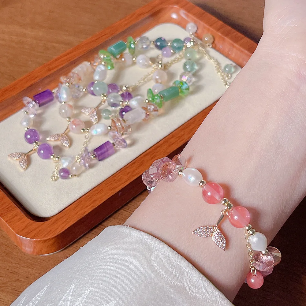 

Высококачественный дизайн, рыбий хвост, расшитый бисером, легкий роскошный нишевый жемчуг для женщин, универсальный модный элегантный браслет, ювелирные изделия