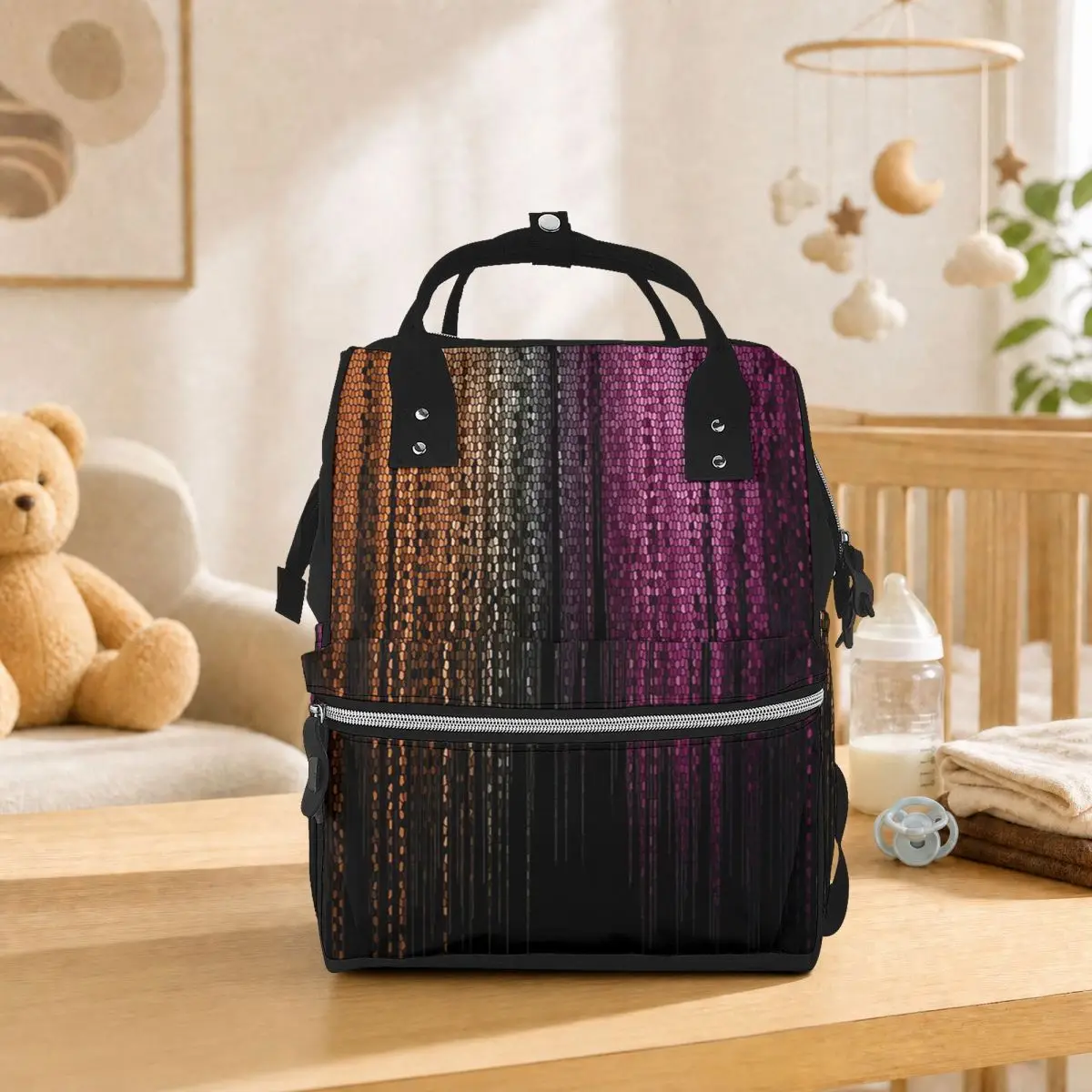 Faux Glitter Rainbow Pride Flag LGBT Gay Lesbian Student Backpack School Bag Hiking Travel Daypack for Men Women Bookbag