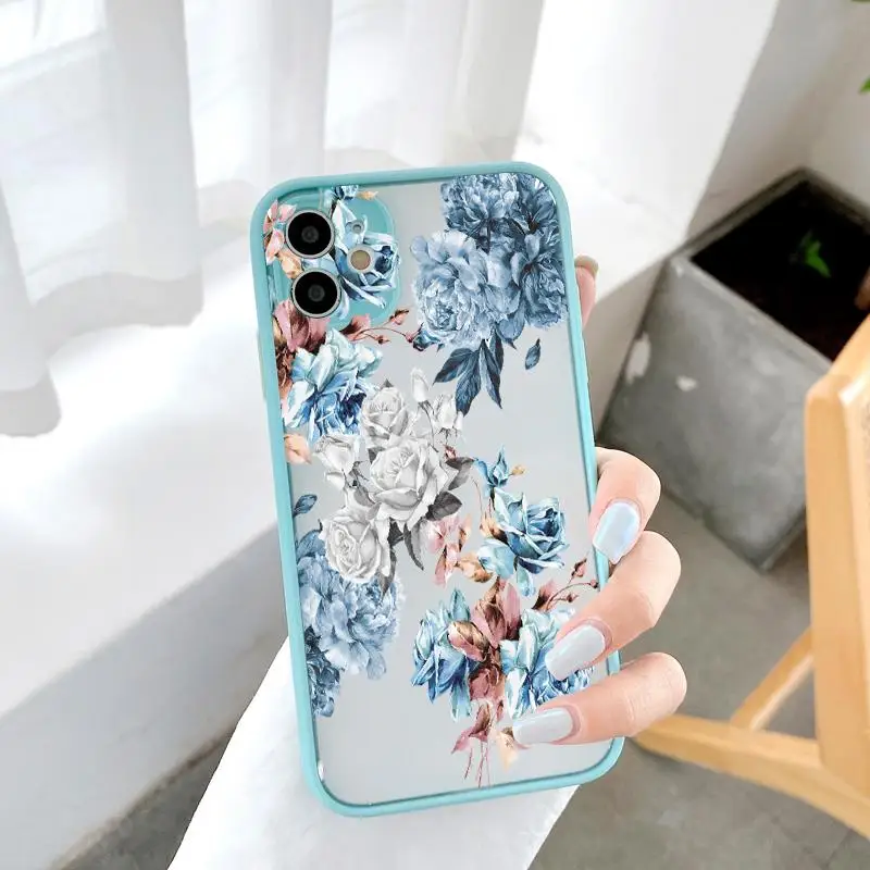 Blumen-Handyhülle für iPhone 17 16 11 12 13 14 15 Pro Max für iPhone 15 Plus X XR XS 13 Mini Bemalte Blumenmuster Stoßfeste Hülle