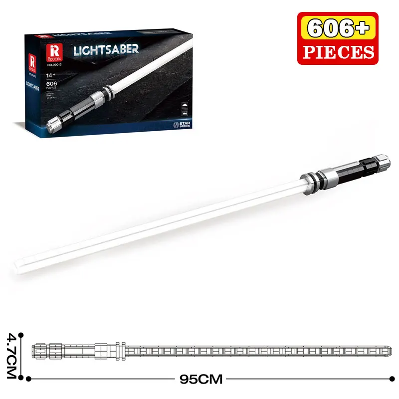 

606 шт., белый световой меч, серия световых мечей, сборная модель, комплект строительных блоков, коллекционная игрушка-дисплей, подарок для детей и взрослых