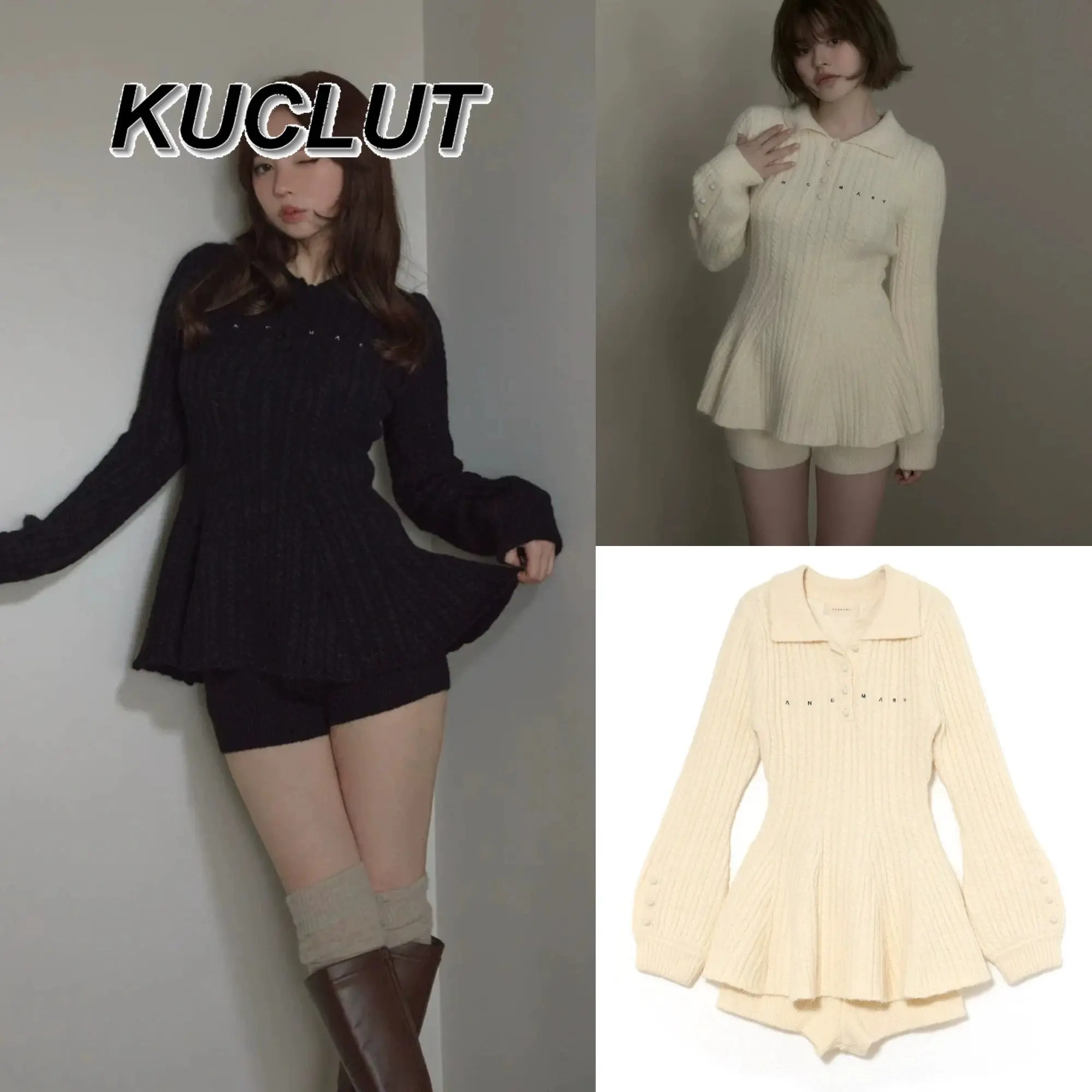 

Женский комплект из двух предметов, японский стиль, осень-зима, милое трикотажное платье с длинными рукавами и застежкой на талии + повседневный комплект с шортами